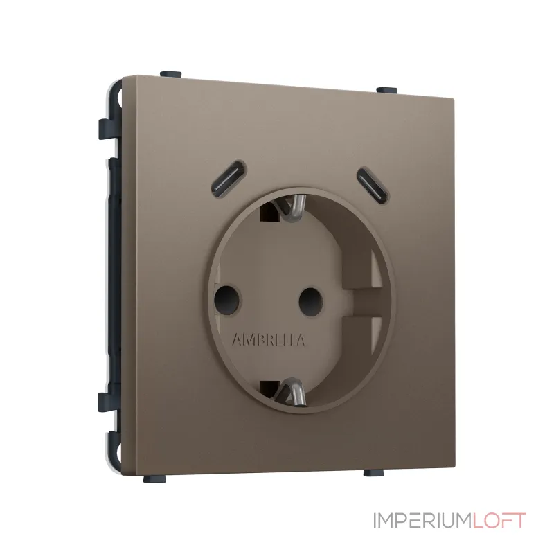 Комплект механизма электрической розетки 2USB С+C 20W (быстрая зарядка) с/з со шторками Ambrella Volt SIGMA MS640510