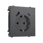 Комплект механизма электрической розетки 2USB A+C 20W (быстрая зарядка) с/з и шторками Ambrella Volt SIGMA MS660010