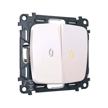 Комплект механизма 2-кл выключателя с самовозвратом с подсветкой 3200K Ambrella Volt OMEGA MO204050
