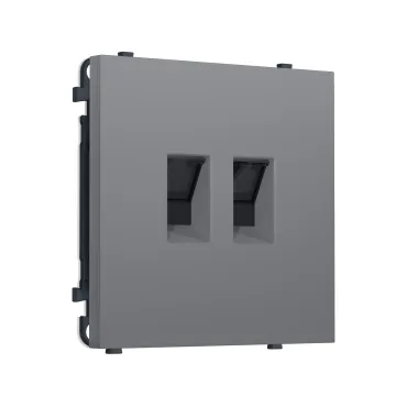 Комплект механизма компьютерной двойной розетки RJ-45 (8P8C) CAT6 с защитной шторкой Ambrella Volt SIGMA MS872110