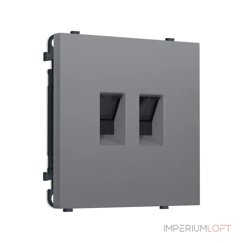 Комплект механизма компьютерной двойной розетки RJ-45 (8P8C) CAT6 с защитной шторкой Ambrella Volt SIGMA MS872110 Комплект механизма компьютерной двойной розетки RJ-45 (8P8C) CAT6 с защитной шторкой Ambrella Volt SIGMA MS872110