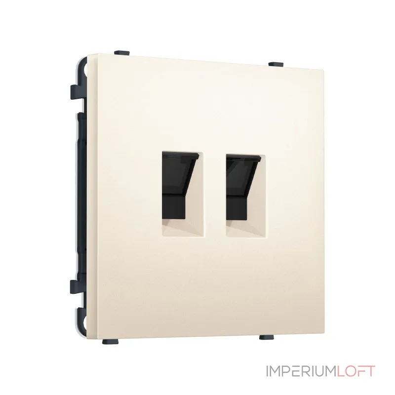 Комплект механизма компьютерной двойной розетки RJ-45 (8P8C) CAT6 с защитной шторкой Ambrella Volt SIGMA MS252110