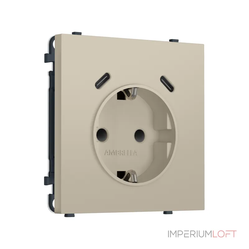 Комплект механизма электрической розетки 2USB С+C 20W (быстрая зарядка) с/з со шторками Ambrella Volt SIGMA MS350510