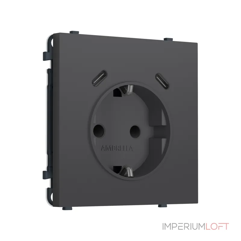 Комплект механизма электрической розетки 2USB С+C 20W (быстрая зарядка) с/з со шторками Ambrella Volt SIGMA MS910510