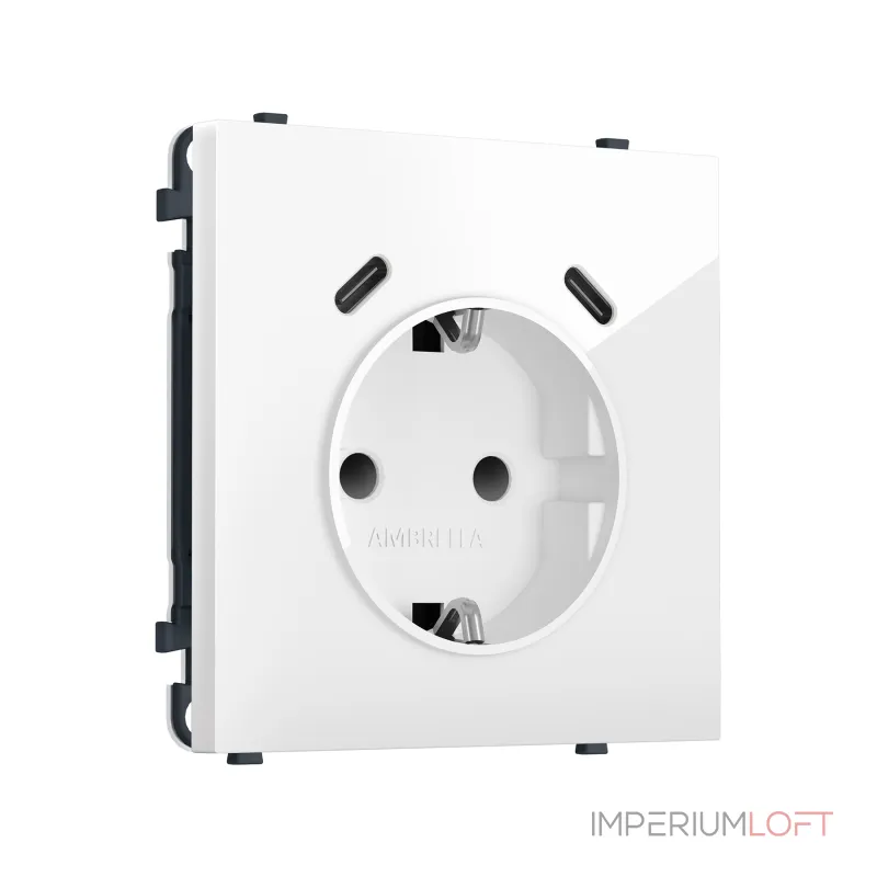 Комплект механизма электрической розетки 2USB С+C 20W (быстрая зарядка) с/з со шторками Ambrella Volt SIGMA MS110510