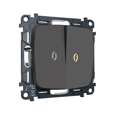 Комплект механизма 2-кл выключателя с самовозвратом с подсветкой 3200K Ambrella Volt OMEGA MO904050 Комплект механизма 2-кл выключателя с самовозвратом с подсветкой 3200K Ambrella Volt OMEGA MO904050