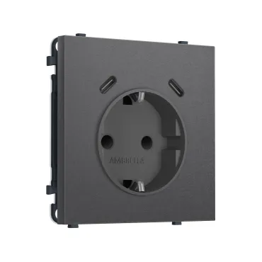 Комплект механизма электрической розетки 2USB С+C 20W (быстрая зарядка) с/з со шторками Ambrella Volt SIGMA MS660510