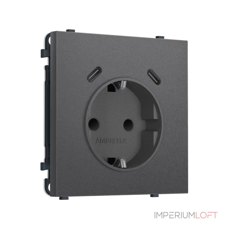 Комплект механизма электрической розетки 2USB С+C 20W (быстрая зарядка) с/з со шторками Ambrella Volt SIGMA MS660510