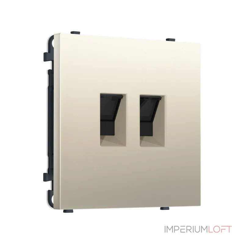 Комплект механизма компьютерной двойной розетки RJ-45 (8P8C) CAT6 с защитной шторкой Ambrella Volt SIGMA MS552110
