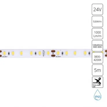 Светодиодная лента 24V 9,6W/m 4000К 5м Arte Lamp AQUA TAPE A2412008-05-4K от ImperiumLoft