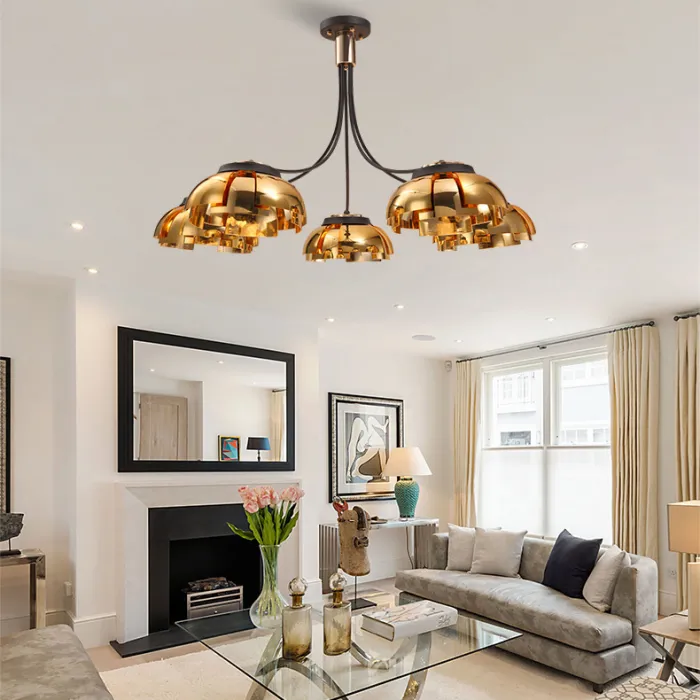 Люстра на штанге GRADE D105 3 lamps Gold/Black от ImperiumLoft
