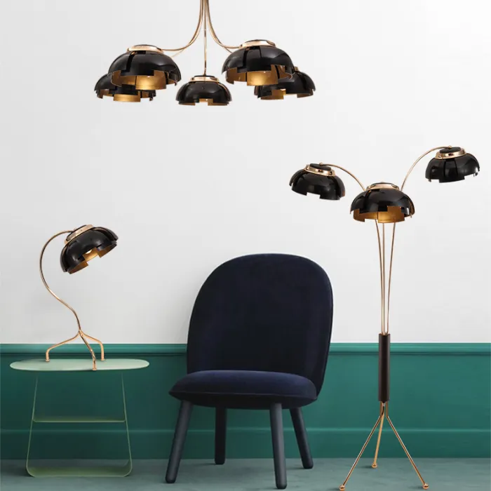 Люстра на штанге GRADE D105 3 lamps Gold/Black от ImperiumLoft