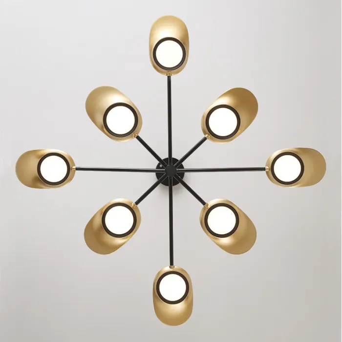 Люстра на штанге INGEL D110 8 lamps Black/Gold от ImperiumLoft
