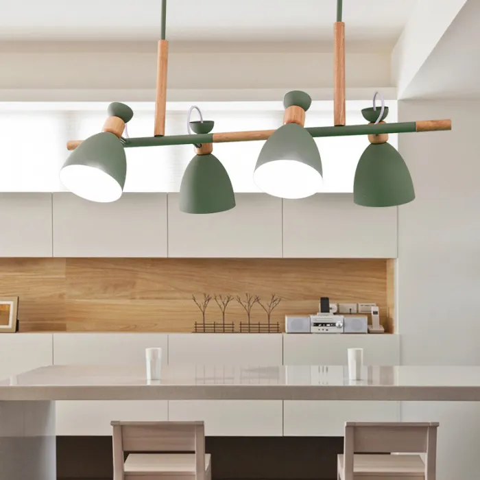 Подвесной реечный светильник TRIF WOOD LONG Green от ImperiumLoft