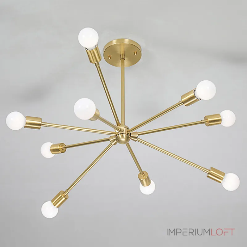 Люстра на штанге SPUTNIK D75 Gold/Black tubes