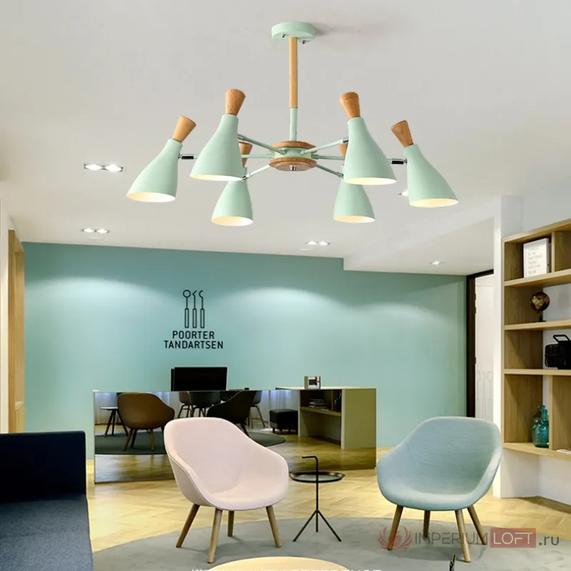 Люстра на штанге TUNE L8 Green от ImperiumLoft