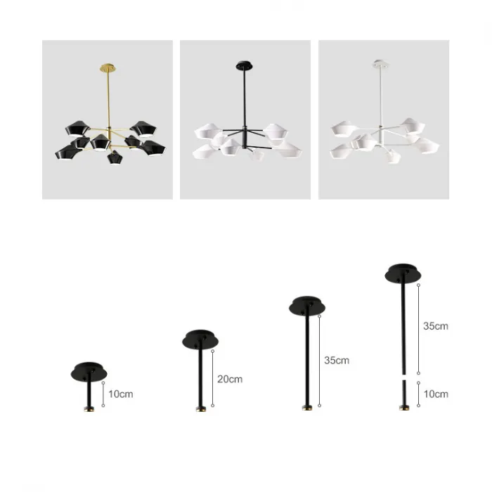 Люстра на штанге LANT D65 4 lamps Black/White от ImperiumLoft