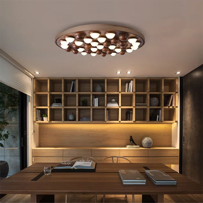 Потолочная люстра PIE D80 White/Dark wood от ImperiumLoft