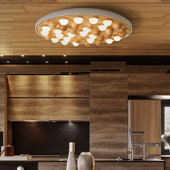Потолочная люстра PIE D80 White/Dark wood от ImperiumLoft