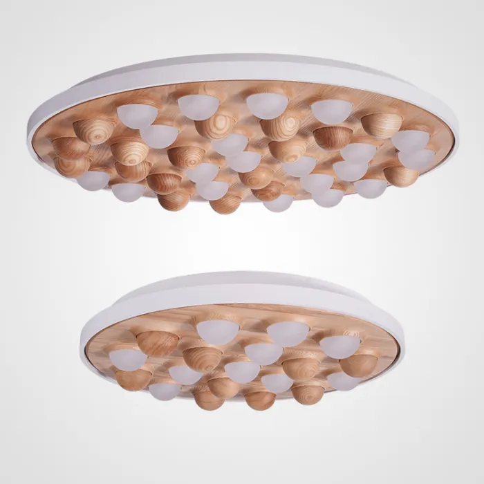 Потолочная люстра PIE D80 White/Light wood от ImperiumLoft