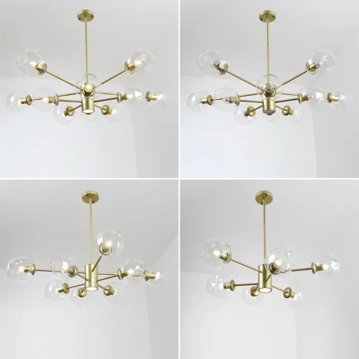 Люстра на штанге MARINE D104 10 lamps Gold/Transparent от ImperiumLoft