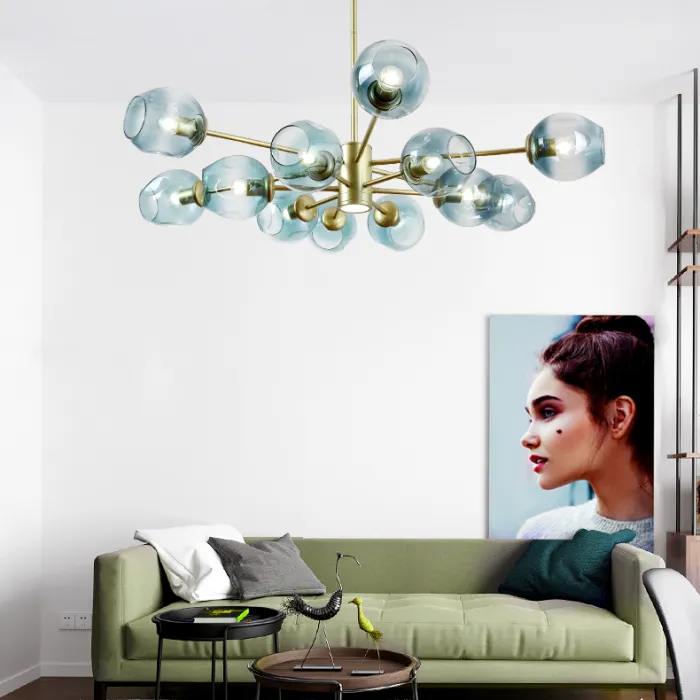 Люстра на штанге MARINE D104 10 lamps Gold/Transparent от ImperiumLoft