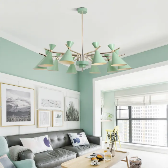 Люстра на штанге FRANKA D100 8 lamps Green от ImperiumLoft