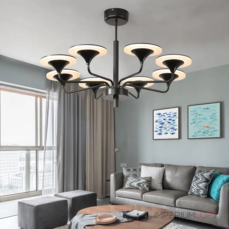 Люстра на штанге PILLAR L12 Black от ImperiumLoft