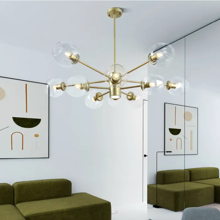 Люстра на штанге MARINE D104 10 lamps Gold/Transparent от ImperiumLoft
