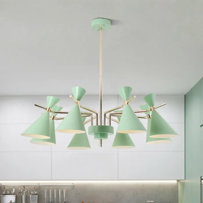 Люстра на штанге FRANKA D100 8 lamps Green от ImperiumLoft
