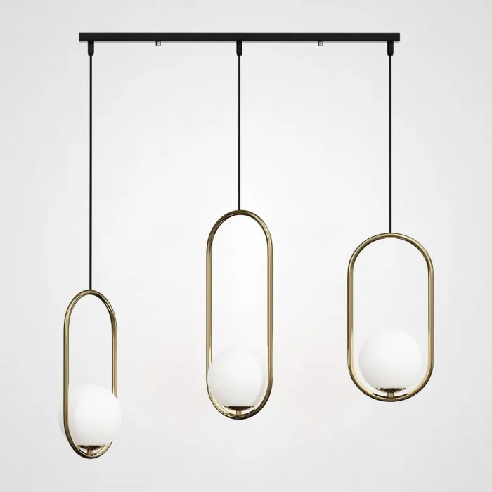 Подвесной светильник HOOP-TRIO Латунь, Эллипс L+S+L, Планка от ImperiumLoft