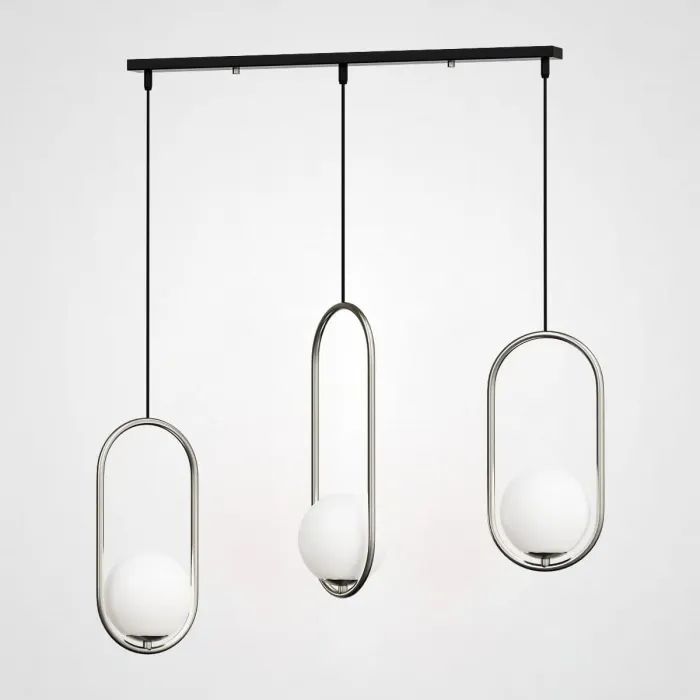 Подвесной светильник HOOP-TRIO Серебро, Эллипс S+L+S, Планка от ImperiumLoft