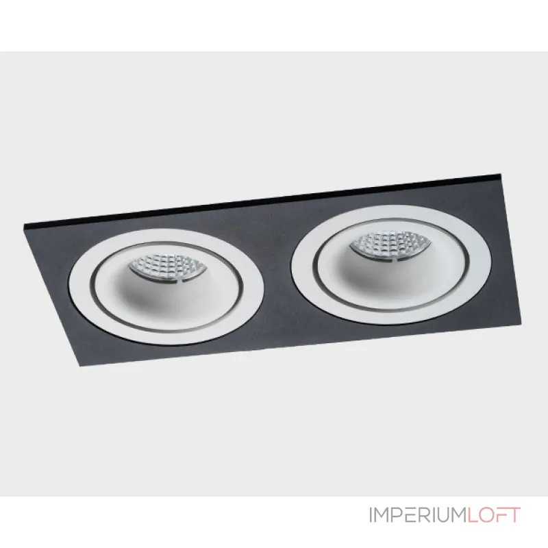 Светильник встраиваемый с рамкой IT02-008 white (2 шт.) + IT02-QRS2 black
