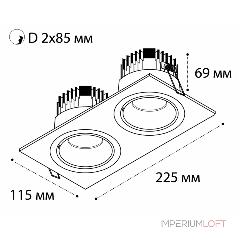Светильник встраиваемый с рамкой IT02-008 black (2 шт.) + IT02-QRS2 black Светильник встраиваемый с рамкой IT02-008 black (2 шт.) + IT02-QRS2 black