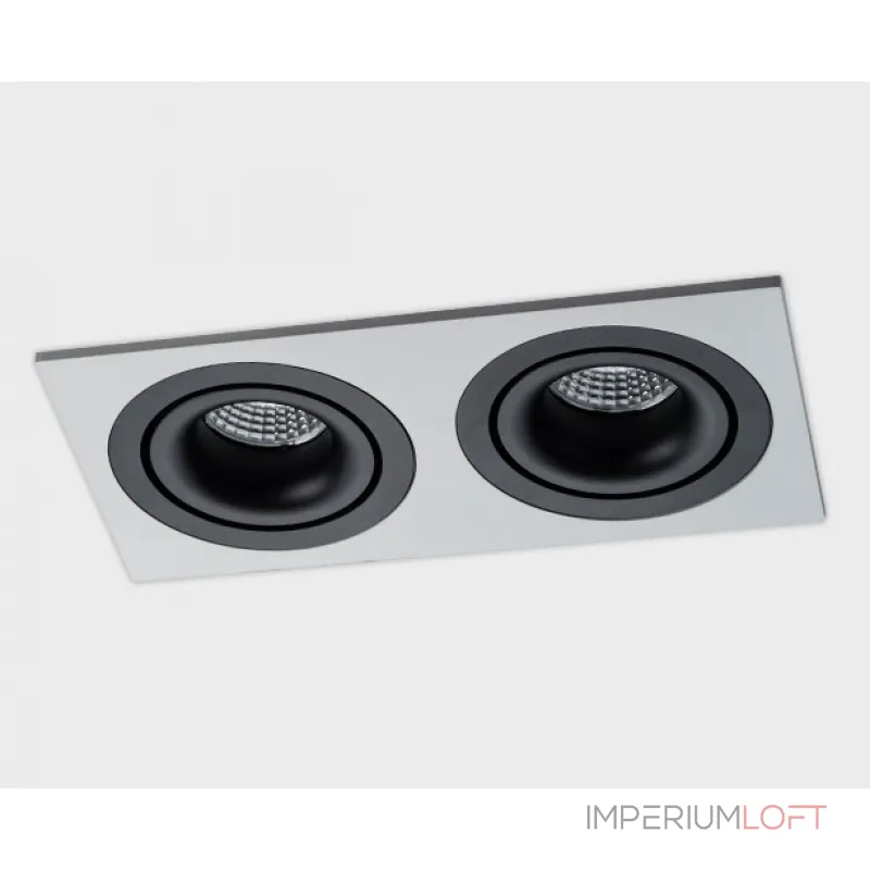 Светильник встраиваемый с рамкой IT02-008 black (2 шт.) + IT02-QRS2 white