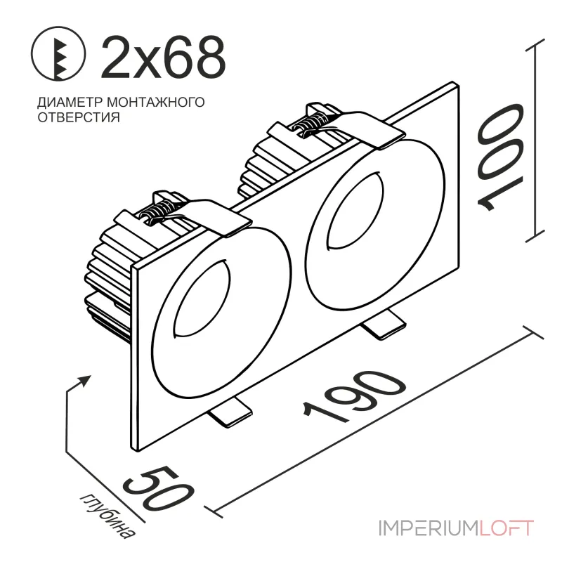Встраиваемый светодиодный светильник LeDron LOFT LOFT SQ2 Black-White 4000K от ImperiumLoft