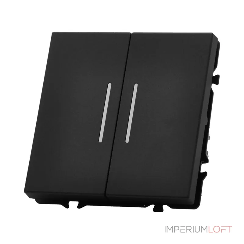 Двухклавишный проходной переключатель с LED-подсветкой LeDron 2 Gang 2 Way LED Black