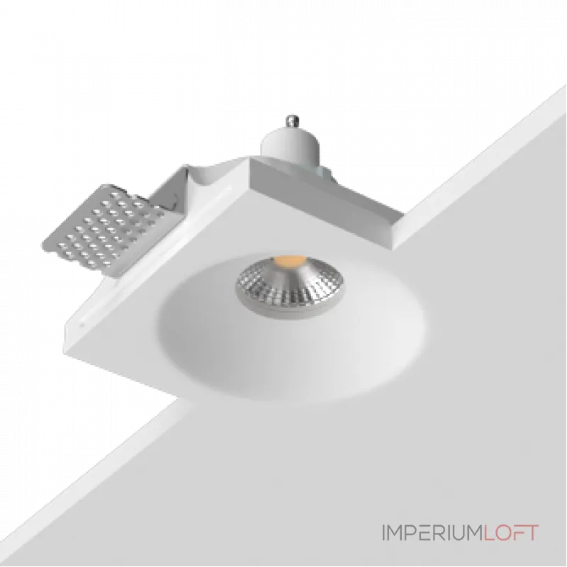 Встраиваемый гипсовый светильник под сменную лампу LeDron LUMI SQ1 112x112 D80