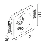Встраиваемый гипсовый светильник под сменную лампу LeDron LUMI SQ1 112x112 D80