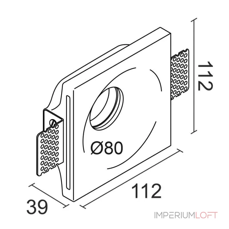 Встраиваемый гипсовый светильник под сменную лампу LeDron LUMI SQ1 112x112 D80