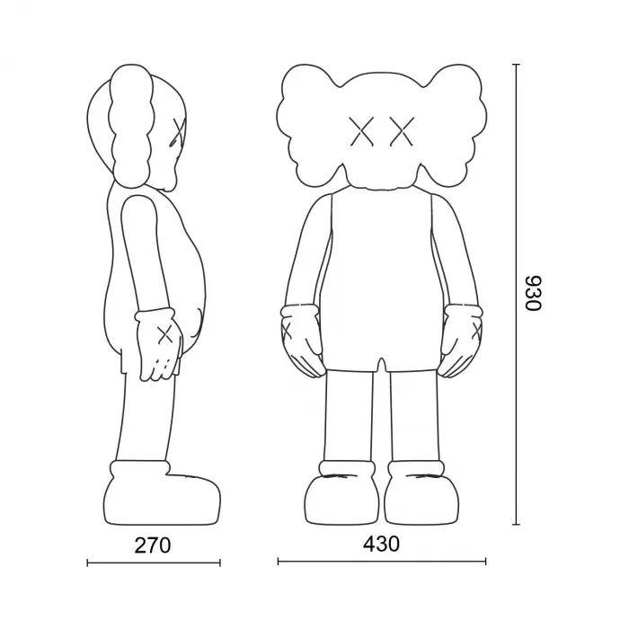 Дизайнерская статуэтка копилка LeDron KAWS Companion 93D black от ImperiumLoft