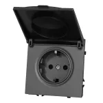 Розетка одинарная с заземлением с крышкой с защитными шторками LeDron EU Socket with Waterproof Cover Grey