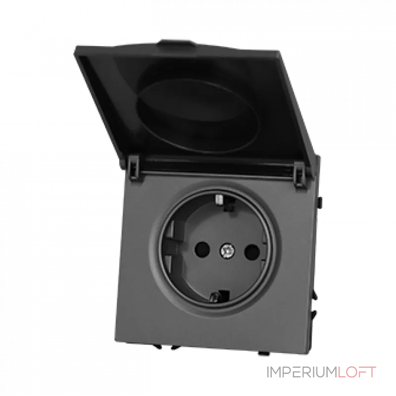 Розетка одинарная с заземлением с крышкой с защитными шторками LeDron EU Socket with Waterproof Cover Grey