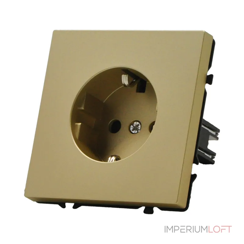 Розетка одинарная с заземлением с защитными шторками LeDron EU Socket Gold