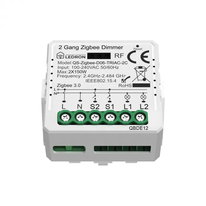 Диммер двухканальный LeDron QS-Zigbee-D06-TRIAC-2C от ImperiumLoft