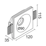 Встраиваемый гипсовый светильник под сменную лампу LeDron LUMI SQ1 115x120 D90