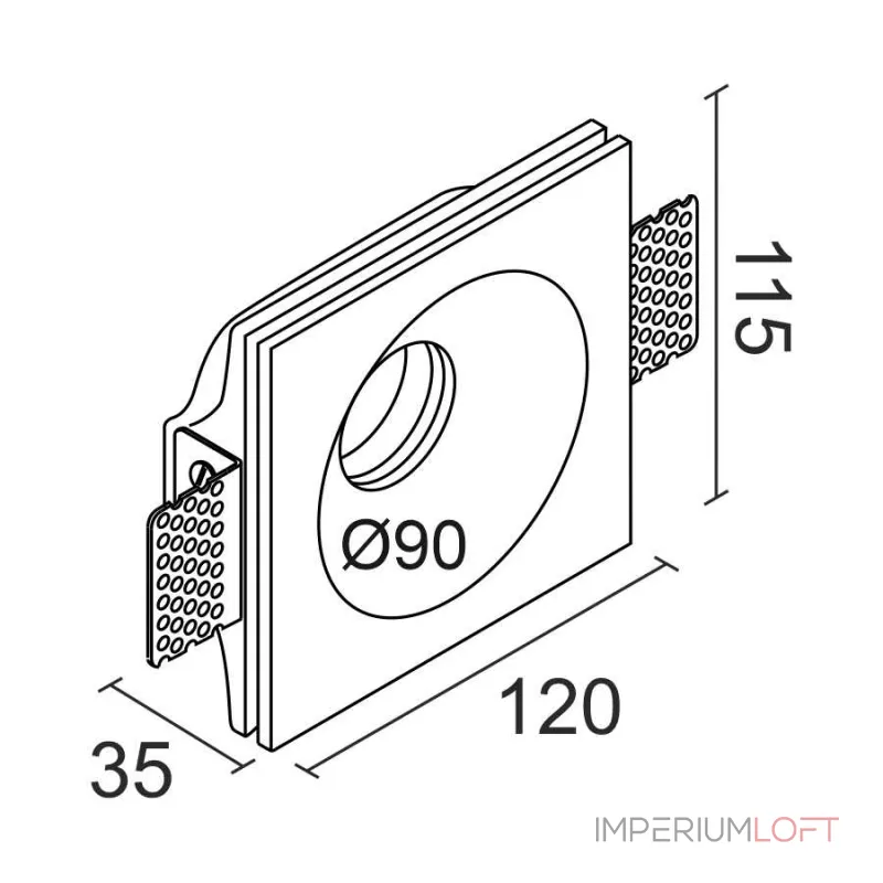 Встраиваемый гипсовый светильник под сменную лампу LeDron LUMI SQ1 115x120 D90 Встраиваемый гипсовый светильник под сменную лампу LeDron LUMI SQ1 115x120 D90