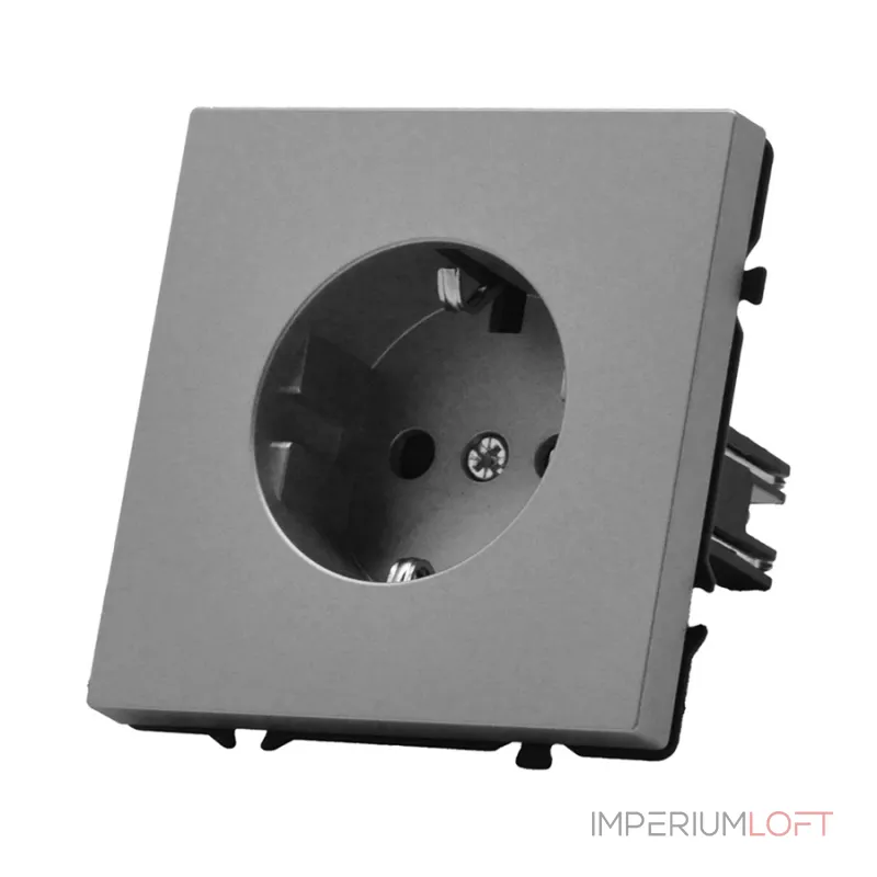 Розетка одинарная с заземлением с защитными шторками LeDron EU Socket Light Grey