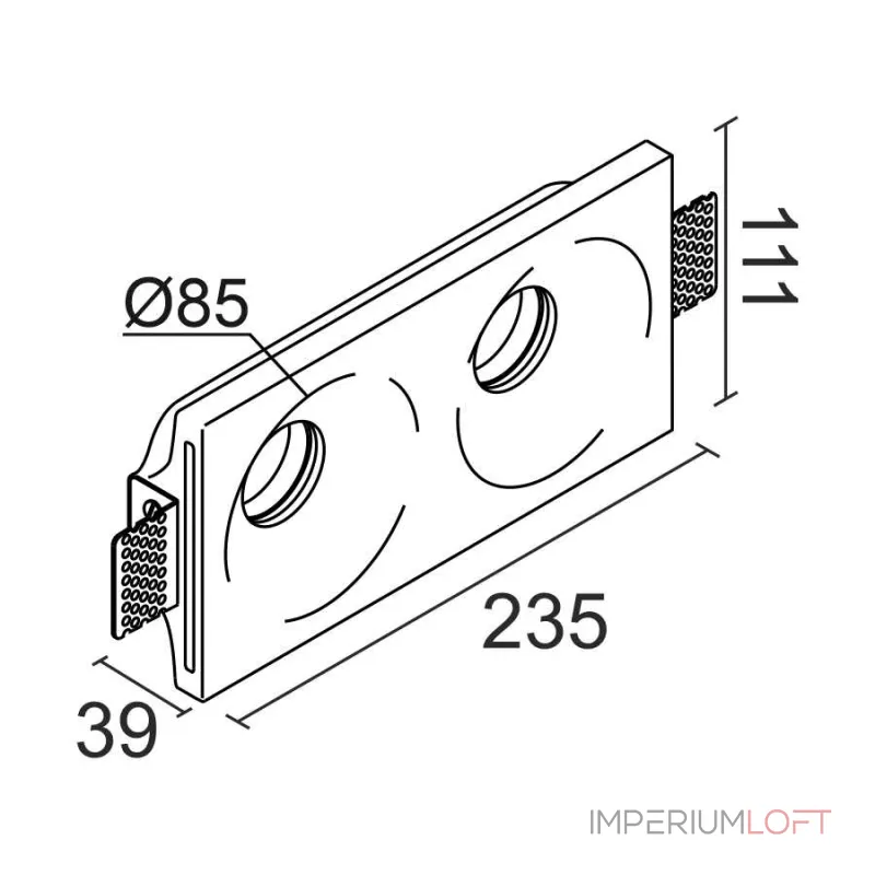 Встраиваемый гипсовый светильник под сменную лампу LeDron LUMI SQ2 111x235 D85