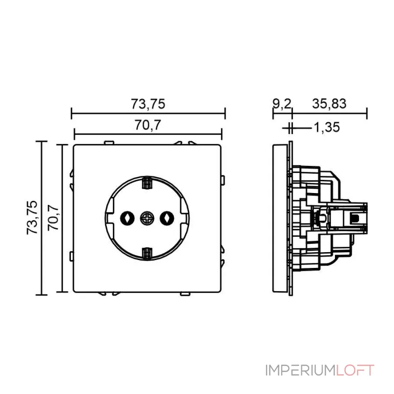 Розетка одинарная с заземлением с защитными шторками LeDron EU Socket Grey Розетка одинарная с заземлением с защитными шторками LeDron EU Socket Grey